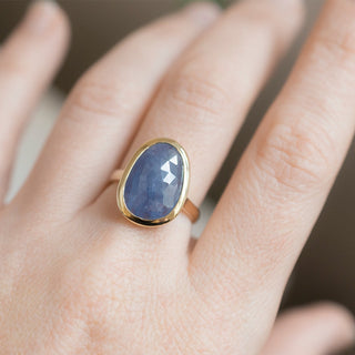 No.32 'Archive' 6.67ct Blue Sapphire Slice Ring