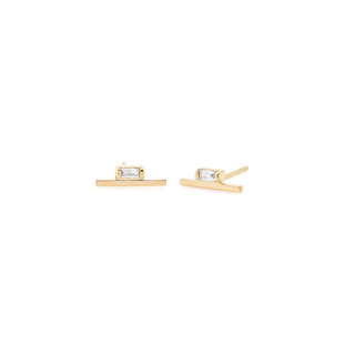 Baguette Thin Bar Studs | 14k - Anne Sportun Fine Jewellery