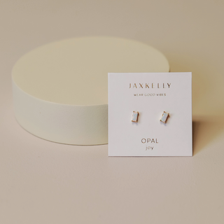 Baguette White Synthetic Opal Studs | Gold Vermeil - Anne Sportun Fine Jewellery