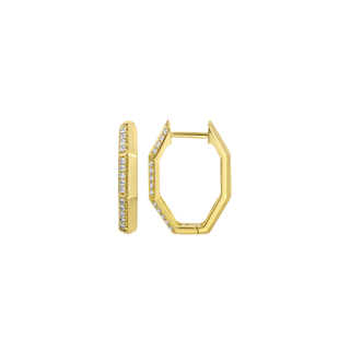 GEOMETRIC SHAPED DIAMOND HUGGIE EARRINGS
