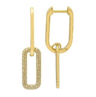LARGE DIAMOND PAVE PAPERCLIP DROP EARRINGS