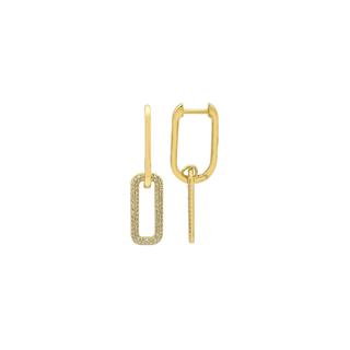LARGE DIAMOND PAVE PAPERCLIP DROP EARRINGS