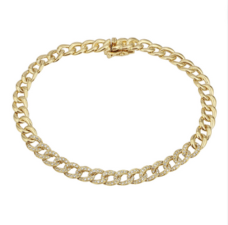 PAVE DIAMOND AND GOLD CUBAN LINK BRACELET