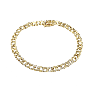 PAVE DIAMOND AND GOLD CUBAN LINK BRACELET