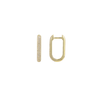 PAVE DIAMOND RECTANGLE HOOP EARRINGS