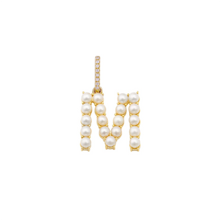 PEARL INITIAL CHARM & DIAMOND BAIL
