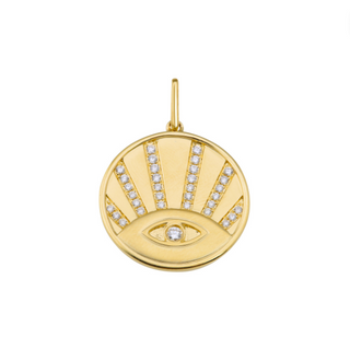 EVIL EYE DIAMOND COIN CHARM - 14k
