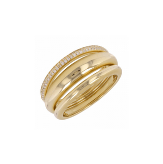 BOLD GOLD DIAMOND AND GOLD BAND RING - Anne Sportun Fine Jewellery