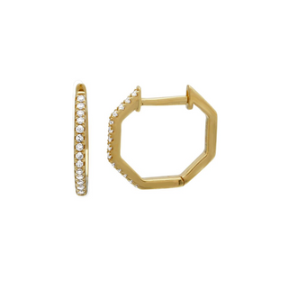 DIAMOND OCTAGON HUGGIE EARRINGS