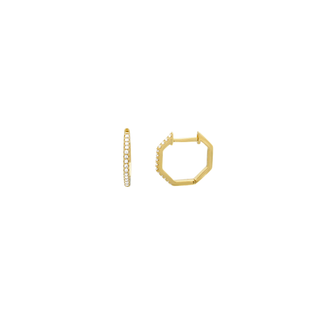 DIAMOND OCTAGON HUGGIE EARRINGS