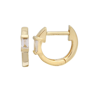 BAGUETTE DIAMOND AND GOLD HUGGIE EARRINGS