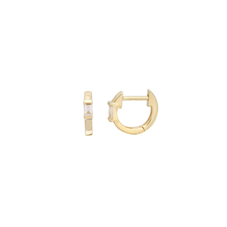 BAGUETTE DIAMOND AND GOLD HUGGIE EARRINGS