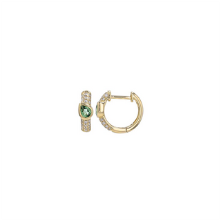 EMERALD PEAR AND DOUBLE ROW DIAMOND PAVE HUGGIES - Anne Sportun Fine Jewellery