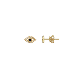 EVIL EYE DIAMOND AND SAPPHIRE STUD EARRINGS