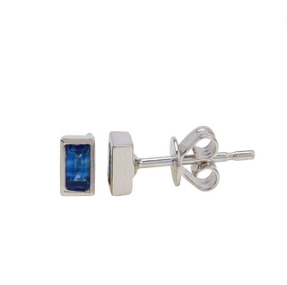SAPPHIRE BEZEL STUD EARRINGS - Anne Sportun Fine Jewellery