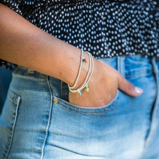 Triple Stone Charm 2mm Stretchie Baby Bracelet - Anne Sportun Fine Jewellery