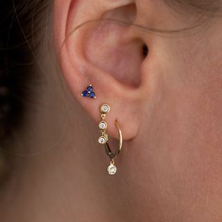 DIAMOND BEZEL HUGGIE DROP EARRINGS - Anne Sportun Fine Jewellery