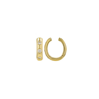 3 Diamond and Bold Gold Ear Cuff I 3mm