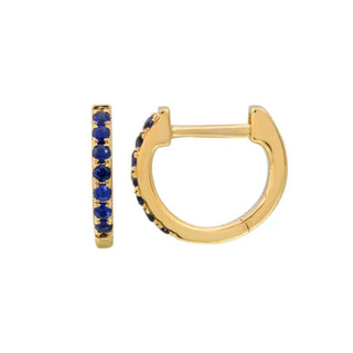 Blue Sapphire Huggie Hoop Earrings I 9mm