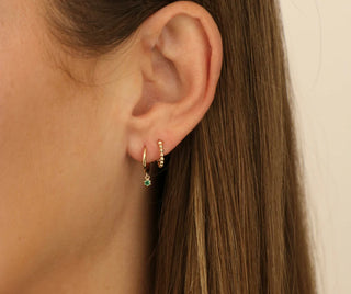 Emerald Drop Huggie Earrings - Anne Sportun Fine Jewellery