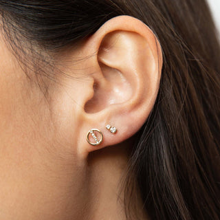 Pavé Diamond Line Circle Studs | 14k - Anne Sportun Fine Jewellery