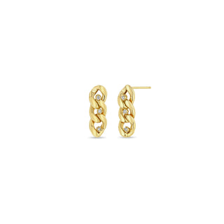 Large Curb Chain Drop Earrings W/ Diamonds | 14k - Anne Sportun Fine Jewellery