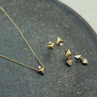 Diamond & Triangle Pyramid Necklace | 14k - Anne Sportun Fine Jewellery