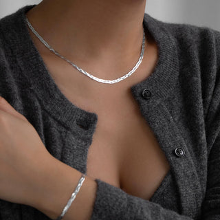 Silver Braided Herringbone Necklace