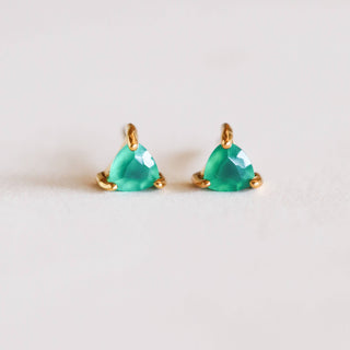 Mini Energy Gem Green Onyx Earrings | Gold Vermeil
