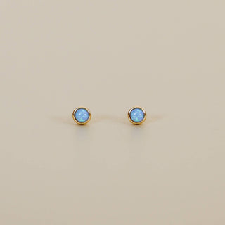 Simple Stud Synthetic Blue Opal Earrings | Gold Vermeil