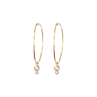 Rose Cut Double Drop Diamond Hoops | 14k - Anne Sportun Fine Jewellery