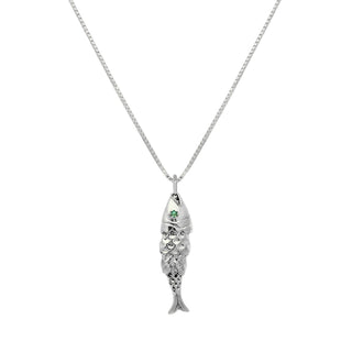Fish Necklace | Silver & Emerald