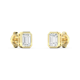 0.50ct Emerald Cut Lab Diamond Bezel Studs - Anne Sportun Fine Jewellery