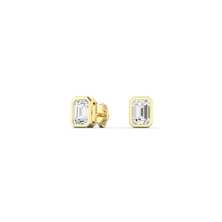 1.0ct Emerald Cut Lab Diamond Bezel Studs