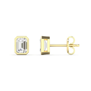 0.50ct Emerald Cut Lab Diamond Bezel Studs - Anne Sportun Fine Jewellery