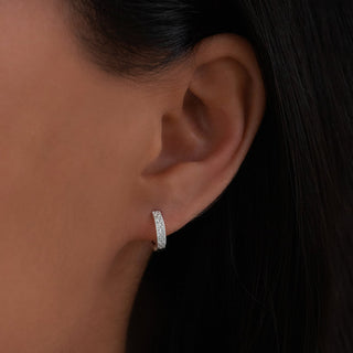 Silver Pave Huggies | 10mm | CZ - Anne Sportun Fine Jewellery