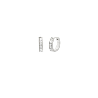 Silver Pave Huggies | 10mm | CZ - Anne Sportun Fine Jewellery