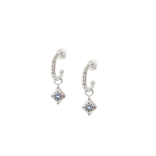 Aquamarine Silver Nights Charm Hoops - Anne Sportun Fine Jewellery