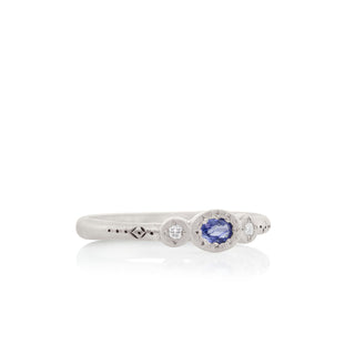 Oval Sapphire & Diamond Round Charm Ring - Anne Sportun Fine Jewellery