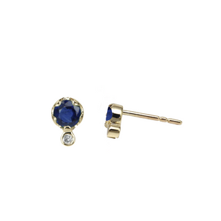 Blue Sapphire + Diamond Drop Stud - Anne Sportun Fine Jewellery