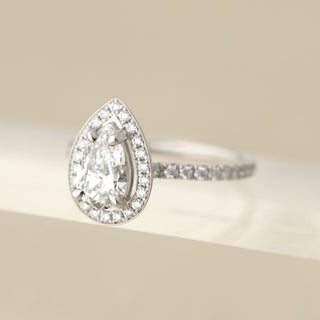 One of a Kind Pear Halo Diamond Ring - Anne Sportun Fine Jewellery