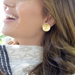 Large Hammered Disc Stud Earrings - Anne Sportun Fine Jewellery