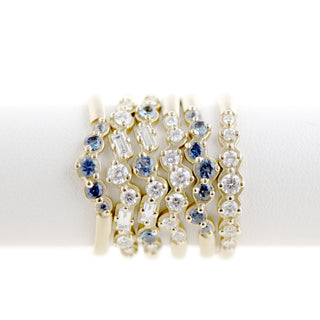 Cascade Baguette and Round Diamond and Blue Sapphire Band - Anne Sportun Fine Jewellery