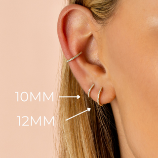 10MM Extra Small Hinge Huggies | Diamond Pave | 14k Gold - Anne Sportun Fine Jewellery