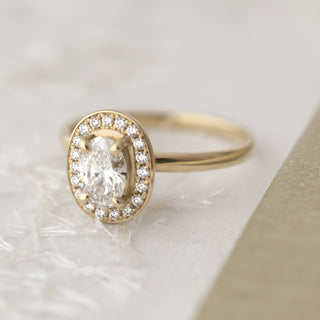 One of a Kind Oval Diamond Halo Engagement Ring - Anne Sportun Fine Jewellery