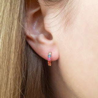 11.5mm Rainbow Sapphire Huggies | 14k - Anne Sportun Fine Jewellery