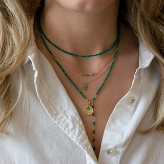 Cascade Diamond And Emerald Bar Necklace - Anne Sportun Fine Jewellery