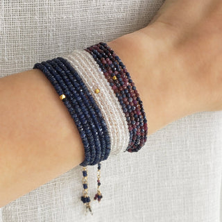 Pink & Blue Sapphire Bead Wrap Bracelet - Necklace - Anne Sportun Fine Jewellery