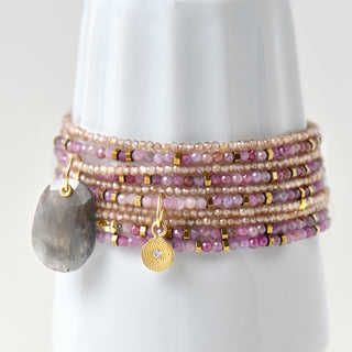 Multi Pink Ruby Wrap Bracelet - Necklace - Anne Sportun Fine Jewellery