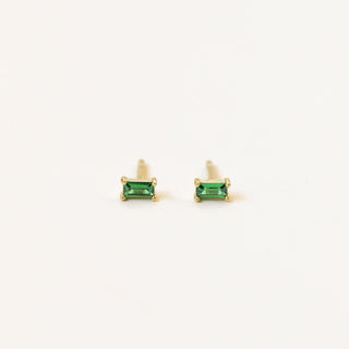 Baguette Green CZ Studs | Gold Vermeil - Anne Sportun Fine Jewellery